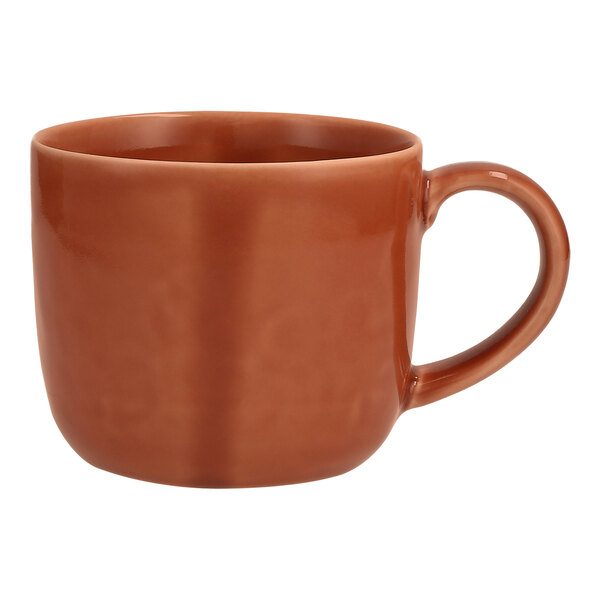 A brown Nosse by Fortessa Svelte stoneware mug with a handle.