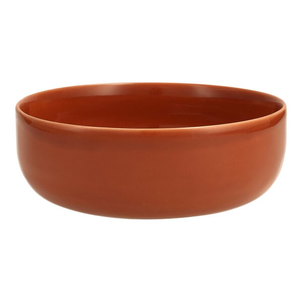 A brown Nosse by Fortessa Svelte terracotta stoneware bowl.