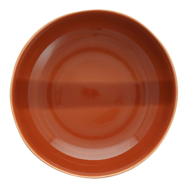 A brown Nosse by Fortessa terracotta stoneware bowl with a white background.