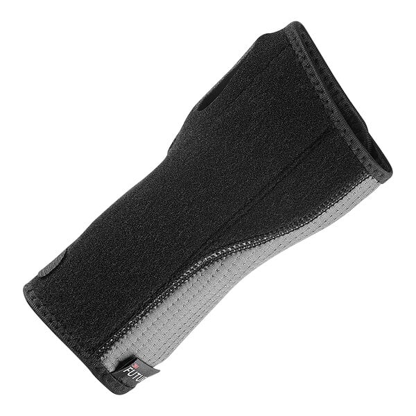 A black and grey 3M Futuro wrist stabilizing brace with a zipper.