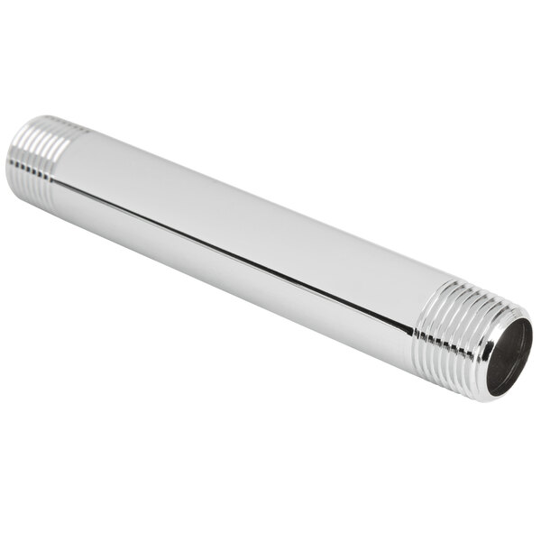 A chrome plated T&S nipple/riser with 3/8" NPT male threads.