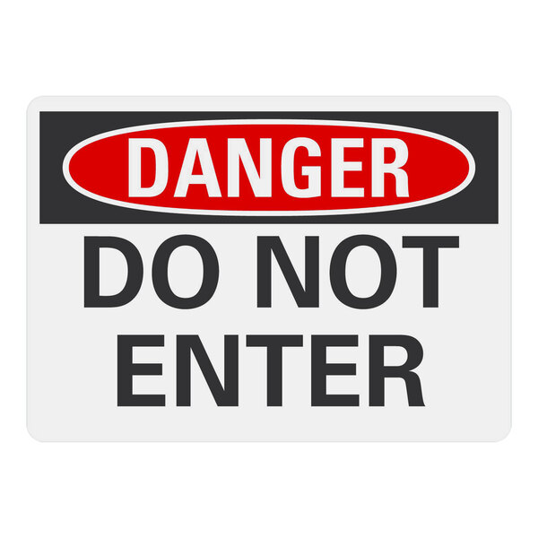 A white Lavex plastic safety sign with black text that reads "Danger / Do Not Enter"