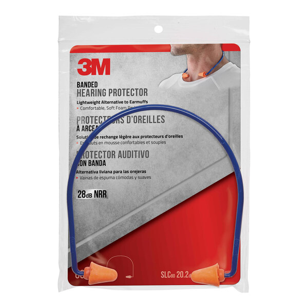 A package of 3M blue banded foam earplugs.