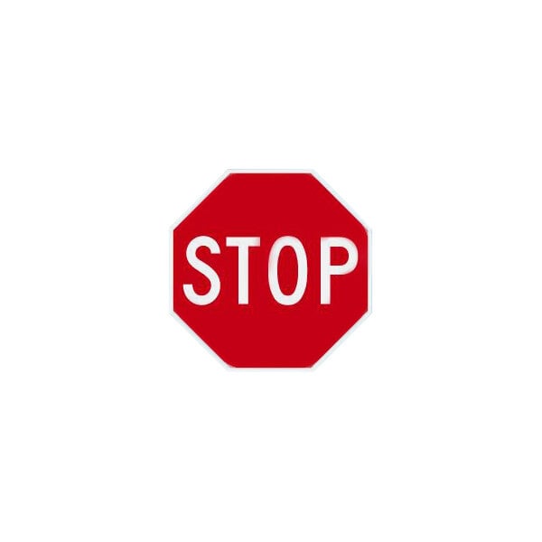 A red sign with white letters that says "Stop" in the center.