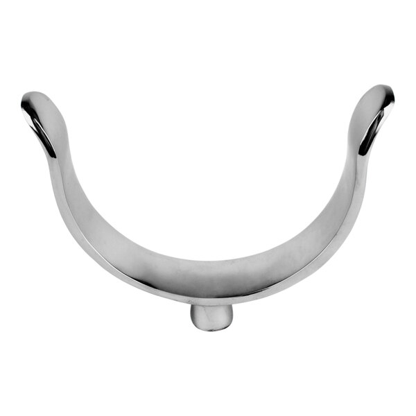 A silver metal T&S stirrup handle.