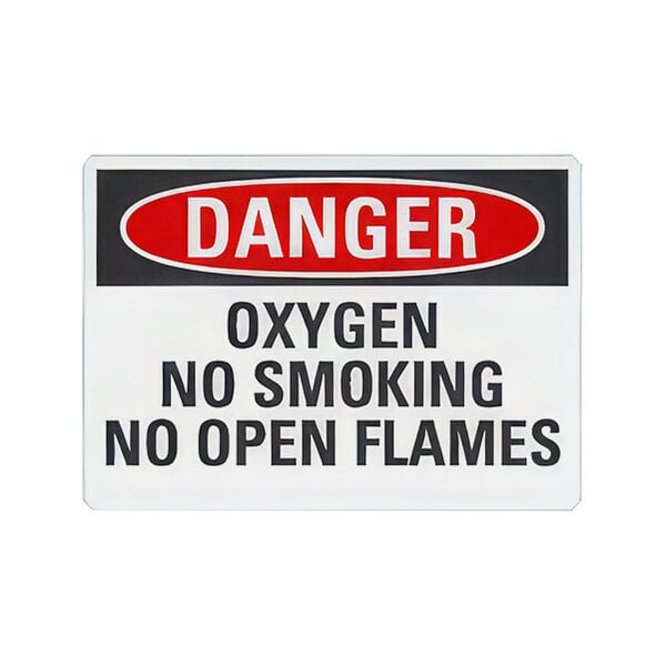 A Lavex plastic safety sign with the text "Danger Oxygen No Smoking No Open Flames"