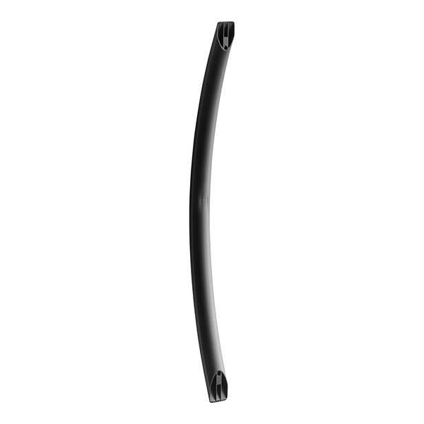 A black curved MainStreet Equipment door handle with holes.