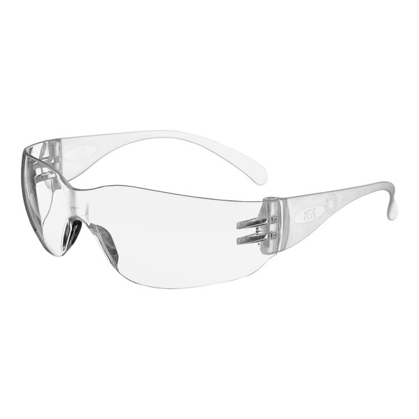 3M clear safety glasses with a clear frame.