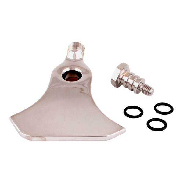 A T&S stainless steel cam, cam bolt, and O-rings for a knee action valve.
