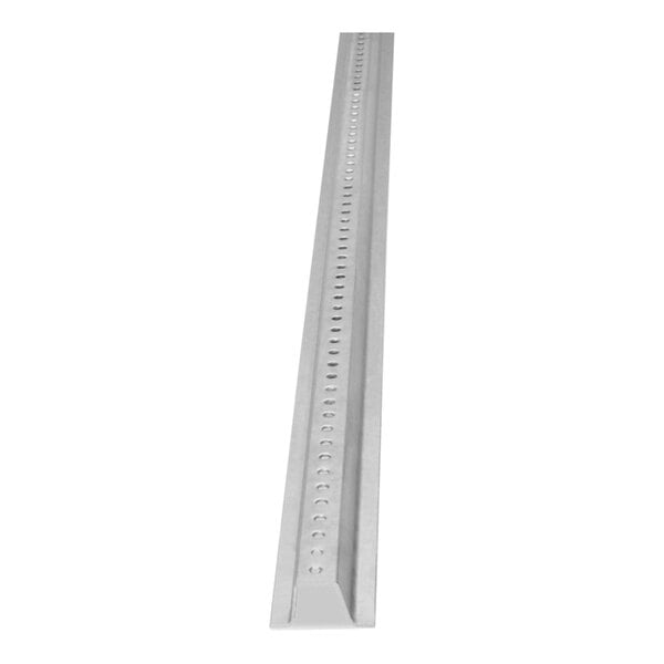 A long galvanized steel U-channel post with holes on it.