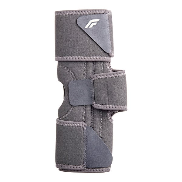A grey 3M Futuro knee stabilizer with black straps.