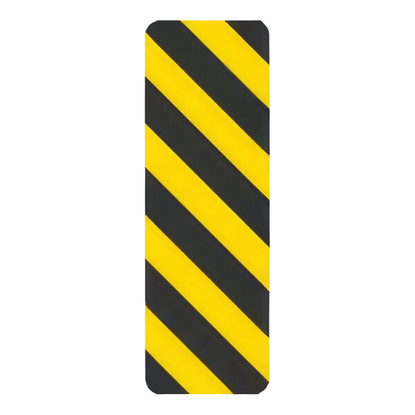 A white Lavex aluminum caution sign with black and yellow right stripes.