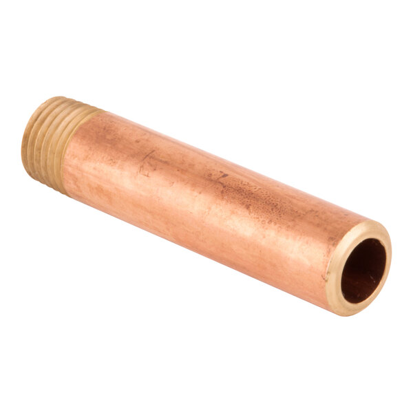 A copper pipe with a brass end.