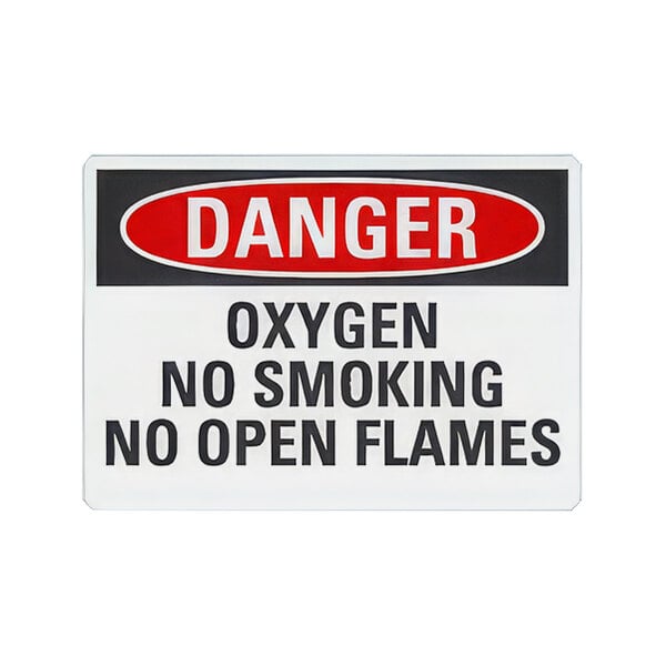 A Lavex aluminum safety sign with the text "Danger Oxygen No Smoking No Open Flames"