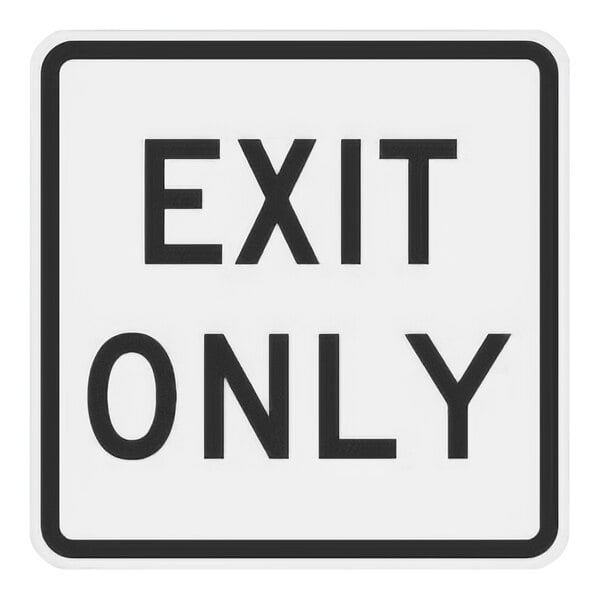 A white rectangular sign with black "Exit Only" text and a black border.