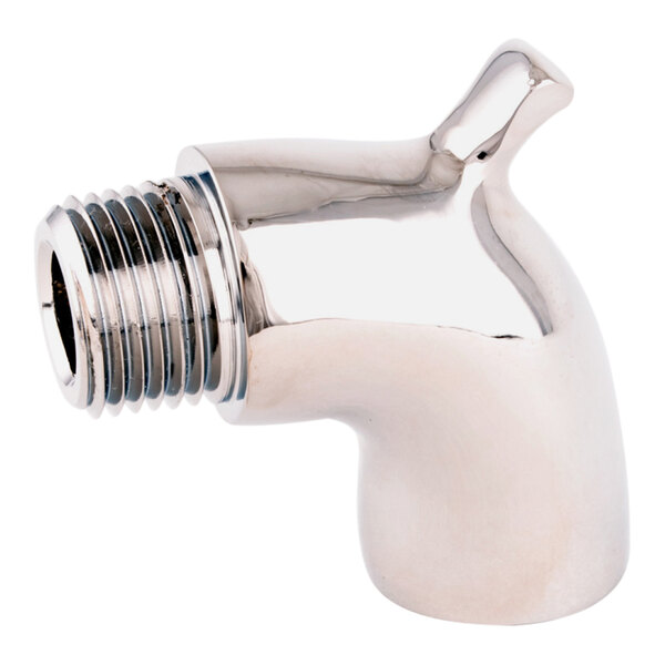 A T&S polished chrome plated faucet spout with a thread.