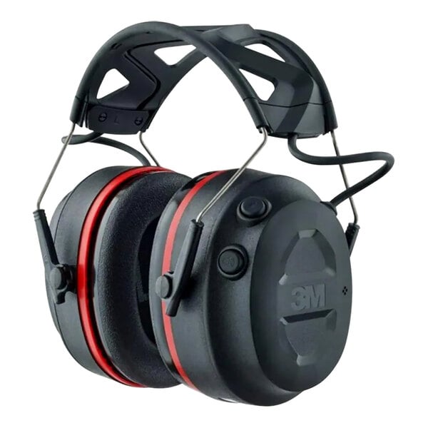 A pair of 3M Pro-Protect black and red electronic earmuffs.