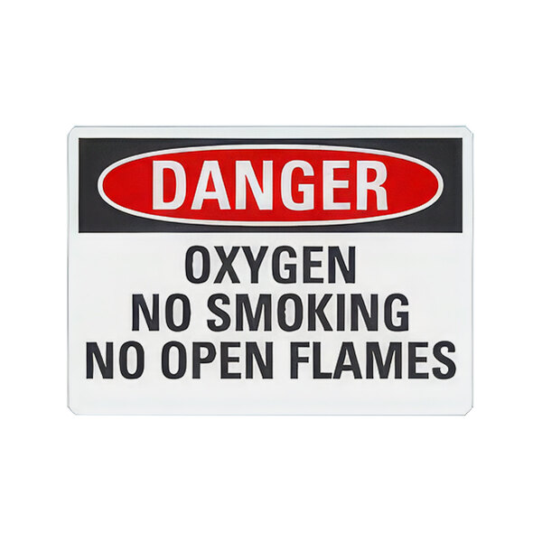 A Lavex non-reflective aluminum safety sign with the text "Danger Oxygen No Smoking No Open Flames"