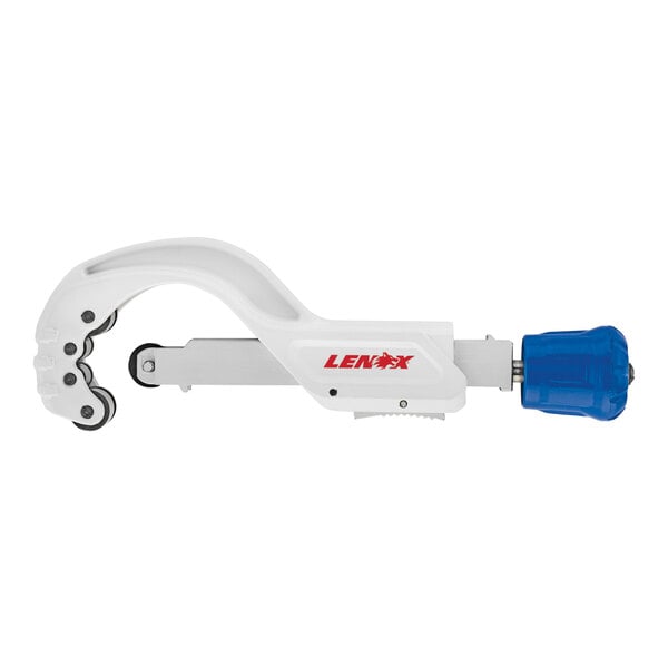 A white Lenox tubing cutter with a blue handle.