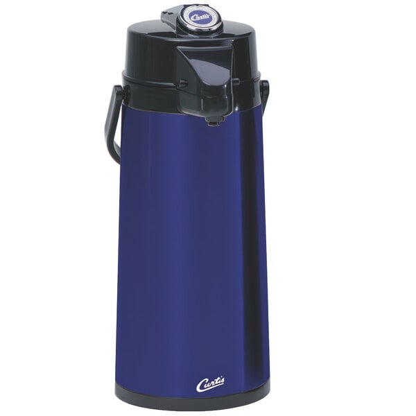 Curtis ThermoPro 2.2 Liter Glass Lined Blue Airpot with Lever TLXA2204G000 - 6/Case