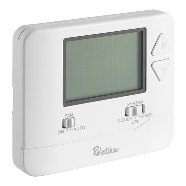 The screen of a Robertshaw Pro-Series digital thermostat.