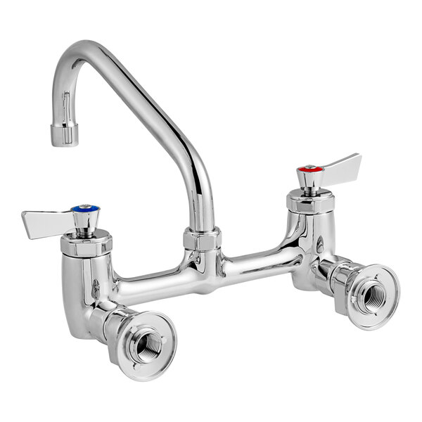 A silver Fisher wall-mount faucet with lever handles.