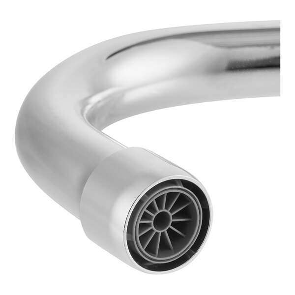 A Fisher wall mount faucet with lever handles and an 8" swing nozzle.