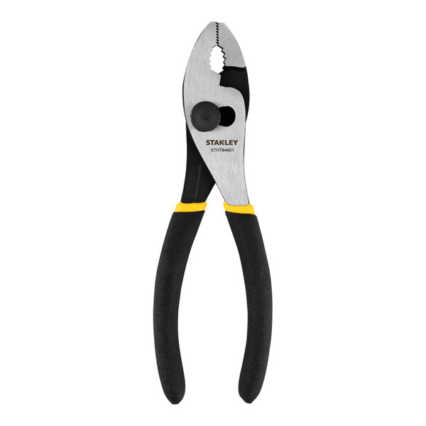 Stanley 6" slip-joint pliers with yellow handles.