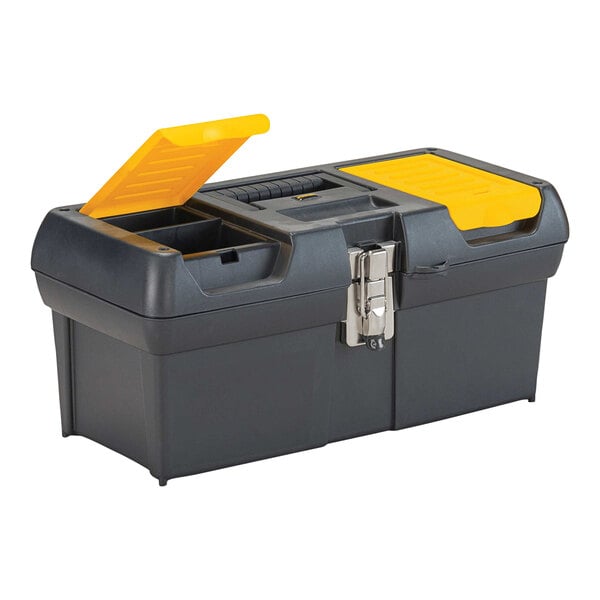 A black and yellow Stanley Series 2000 toolbox.