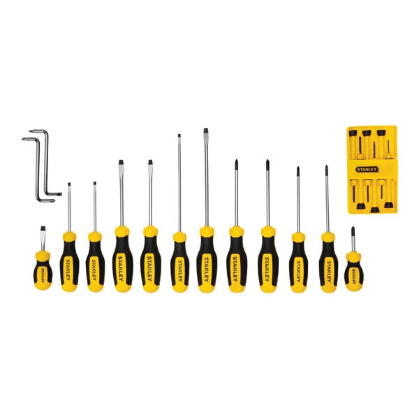 A Stanley 20-piece screwdriver set in a toolbox.