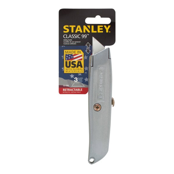 A Stanley Classic 99 steel utility knife with a silver handle.