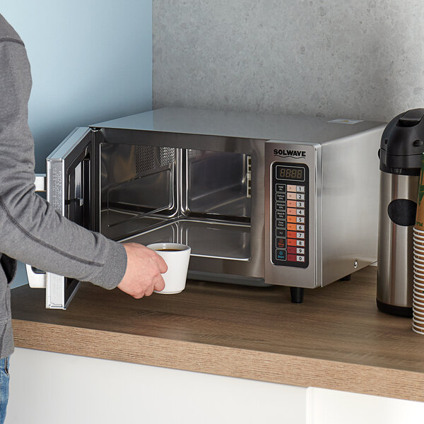 Solwave Stainless Steel Commercial Microwave with Push Button Controls