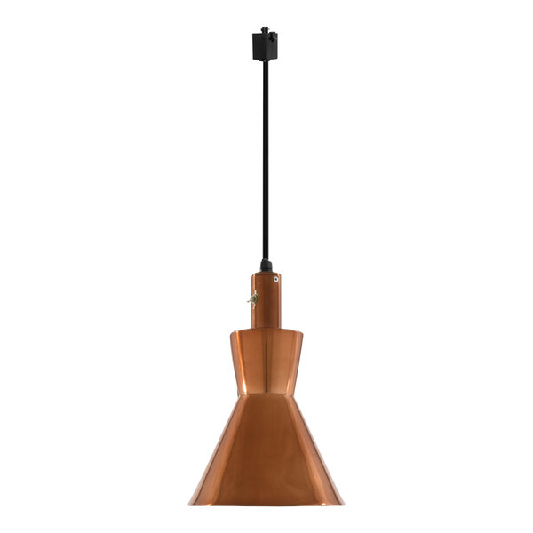 A Hanson Heat Lamp with a smoked copper finish and track fitting.