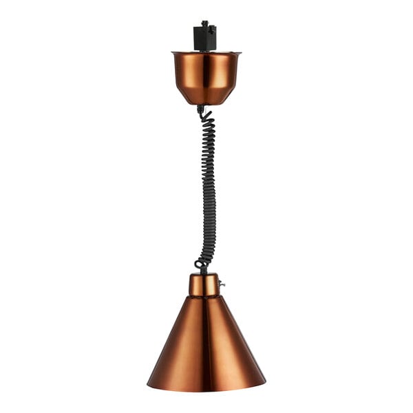 A Hanson Heat Lamp with a smoked copper finish and black cord.