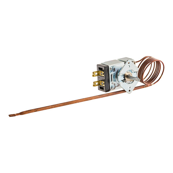 A Vulcan thermostat for an electric griddle with a wire attached to a metal screw.