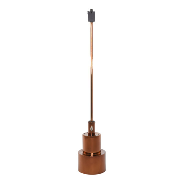 A Hanson Heat Lamp with a smoked copper finish and a track fitting.