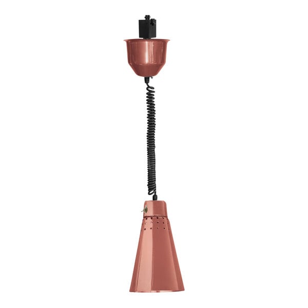 A bright copper Hanson Heat Lamps warmer with a black retractable cord.