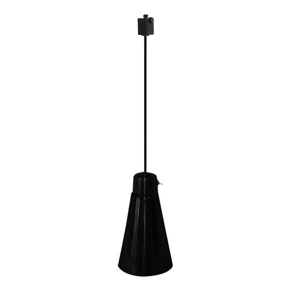 A Hanson Heat Lamps black rigid stem mount for a cone shaped lamp.