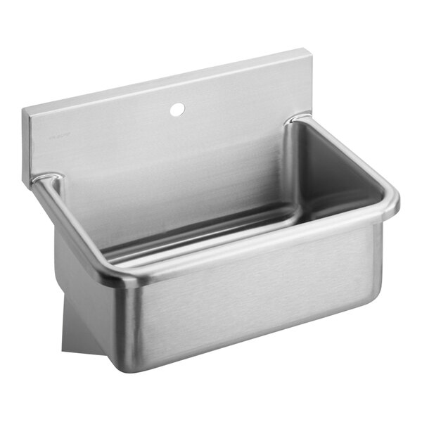 A Zurn Elkay stainless steel wall-mount hand sink over a counter.