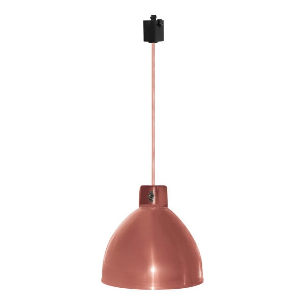 A Hanson Heat Lamps copper heat lamp with a rigid stem mount.