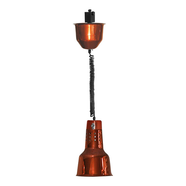 A Hanson Heat Lamp with a black retractable cord and smoked copper finish on a white background.