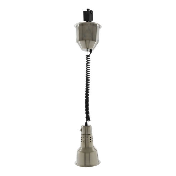 A stainless steel Hanson Heat Lamp with a retractable cord.