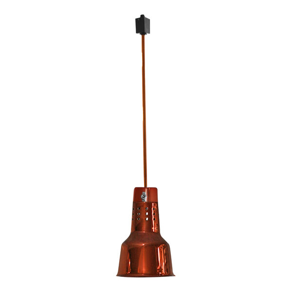 A Hanson Heat Lamp with a smoked copper finish and a track fitting.