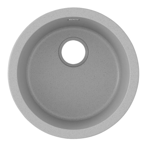 A round grey Zurn Elkay Quartz sink with a white circle in the middle.