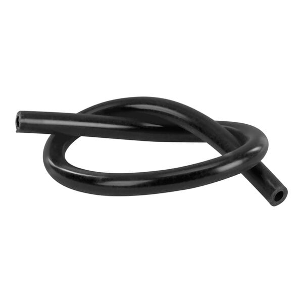 A black rubber tube with a knot.