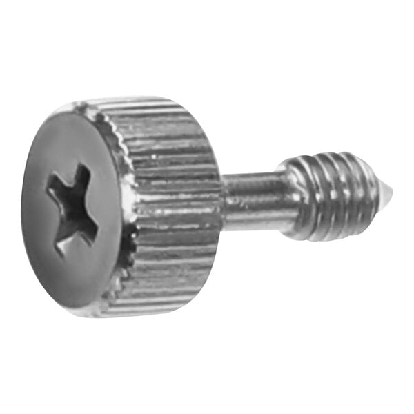 A close-up of a Henny Penny knurled phillips head screw.