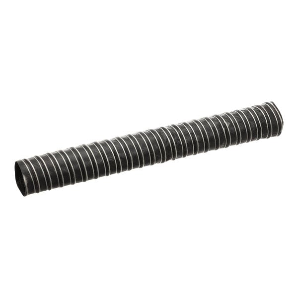 A black hose with a long, thin black and white tube.