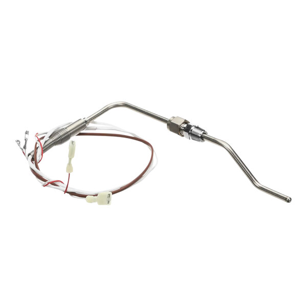 A metal pipe with wires on a Henny Penny thermocouple.