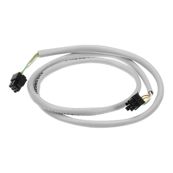 A white cable with black and green wires and a connector.