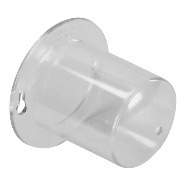 A clear plastic shield with a hole in it.